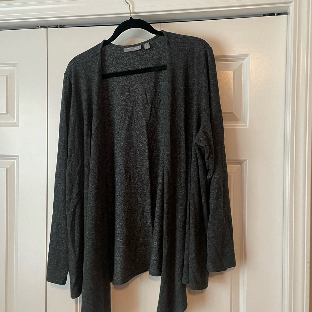 Susan Graver Dark Gray Open Front Cardigan